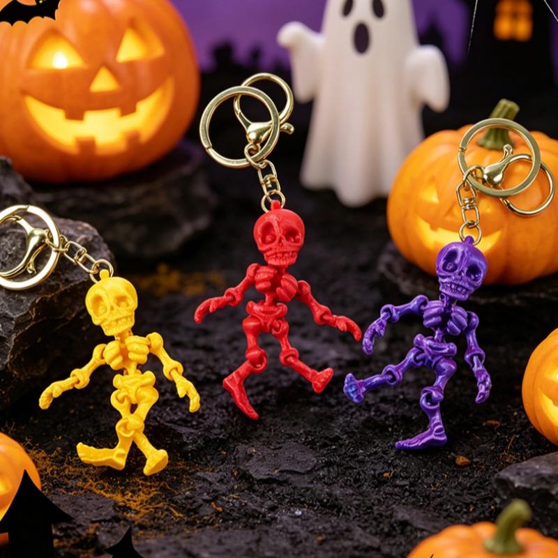 3D Printing 3D Printed Keychain Articulated Joints Pla Material Articulated Skeleton Key Ring Flexible Movement Eco Friendly