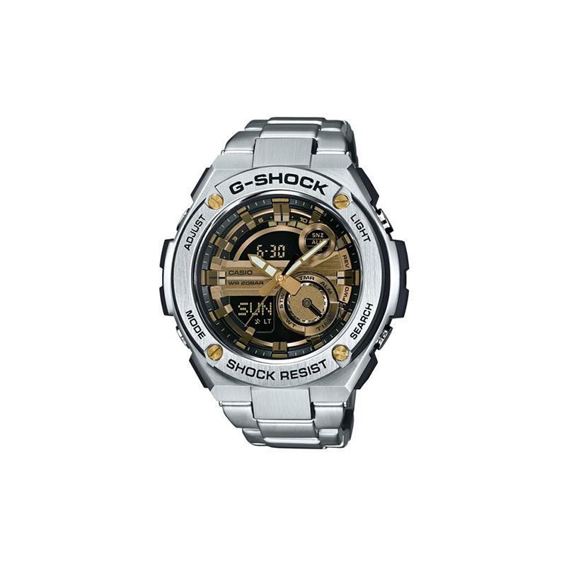 

Casio CASIOG-STEEL series-disc dual display 200 meters waterproof quartz movement stainless steel strap Japanese and Korean watch men s GST-210D-9A чорний