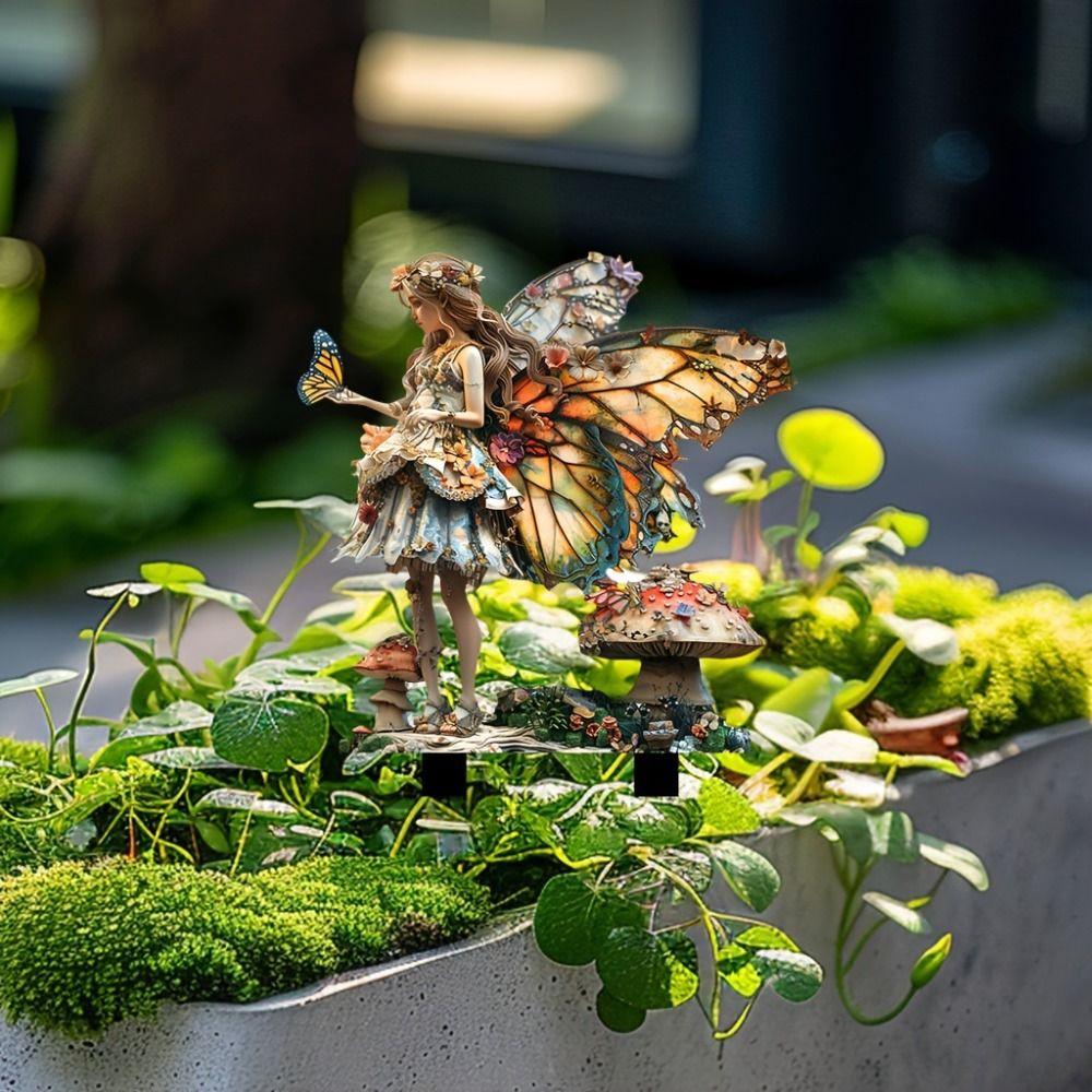 

Acrylic Fairy Mini Figurine Artificial Garden Stake Flower Fairy Statue Sculptures Patio Style 2