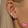 S925 Sterling Silver Stylish And Simple Star Flower Diamond Stud Earrings Fake Three-Piece Set