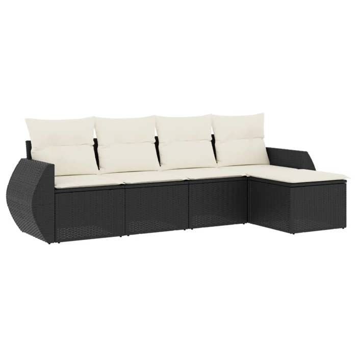 VidaXL Garden Lounge Set with Cushions 5 Pcs, Patio Sofas, Patio Furniture Set, Outdoor Furniture, Black 3221285