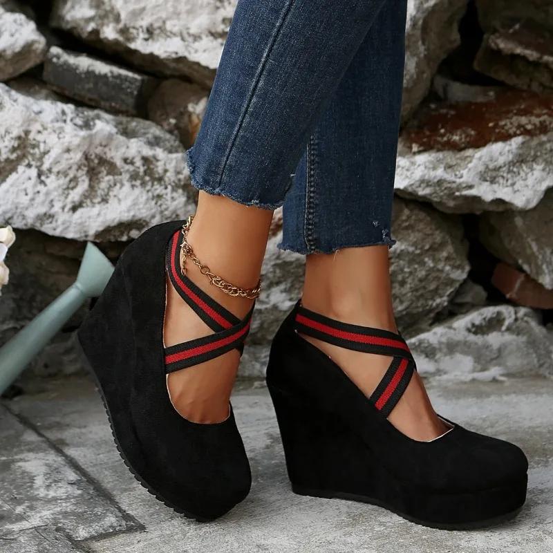 Fashion Ladies Shoes 2025 Fashion Shallow Women's High Heels New Leopard Print Casual Round Toe Best Seller Comfortable Platform Heels