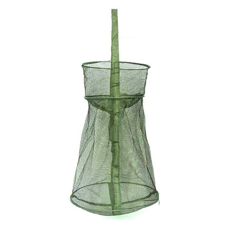 25cm-45cm Foldable Fishing Net Holder Net Fish Trap Fishing Basket Mesh for Keep Crayfish Minnows Baits Storage Cage