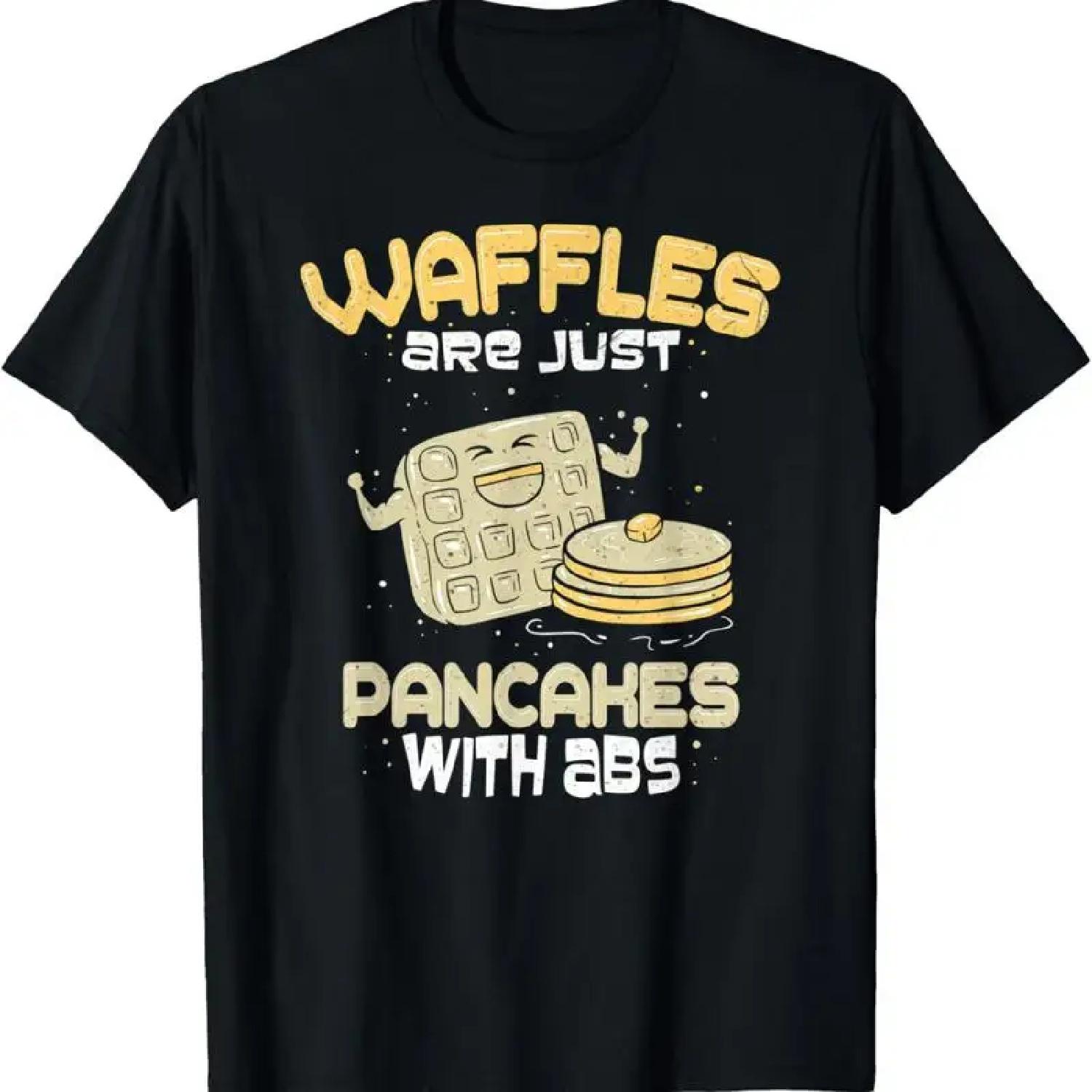 Funny Waffle I Waffles Are Pancakes With Abs Breakfast Lover T Shirt XXXXXL разноцветный