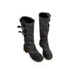 Retro round head versatile trousers boots thick sole thick heel high heel high tube stacking boots two wear short boots removable boots