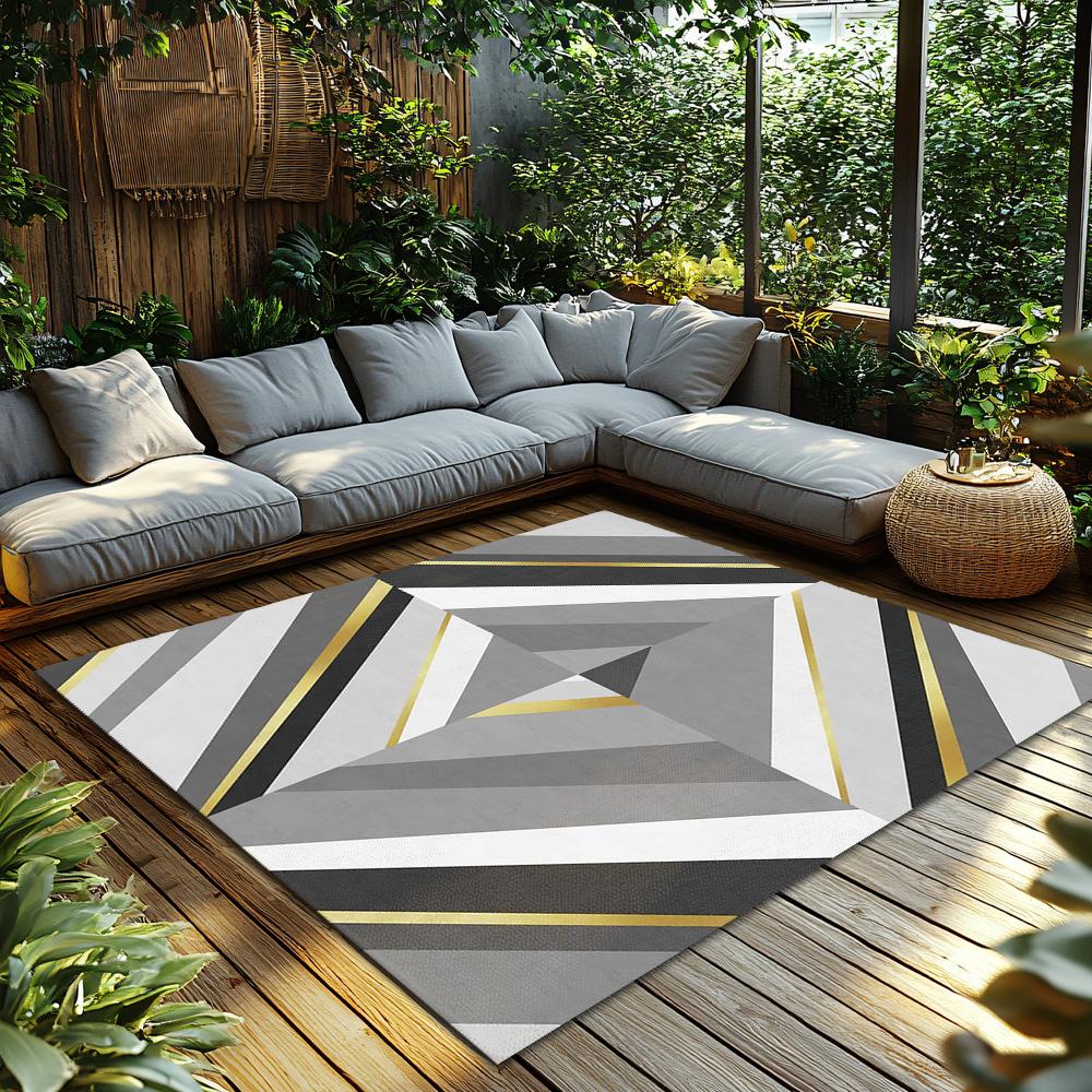 Modern Geometric Area Rug Non Slip Floor Mat Living Room Carpet Home Decor Abstract Pattern Rug Indoor Accent Rug Stylish Design