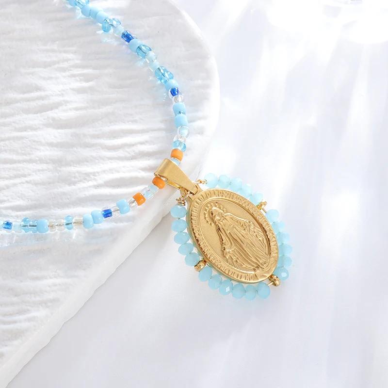 Delicate Our Lady of Guadalupe Medal Pendant Stainless Steel Virgin Mary Necklace Women\\'s Prayer Jewelry Catholic Jewelry Gift