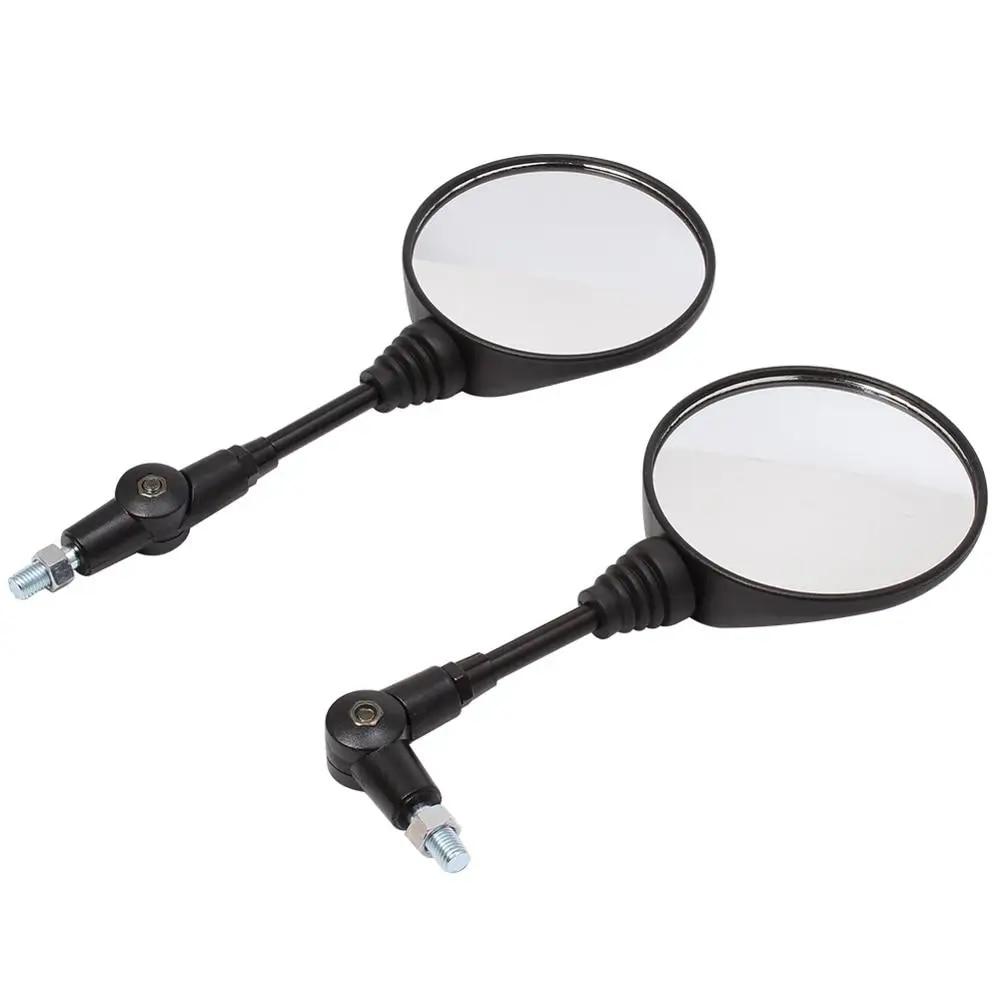 Motorcycle Black Universal 10mm Side Mirror Rearview Mirror Anti-fall Folding Round Mirror
