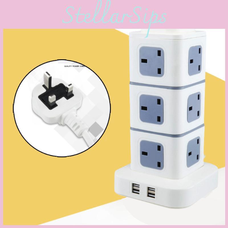 Reliable Uk Standard Vertical Power Strip With Multiple Usb Ports For Home And Office Use