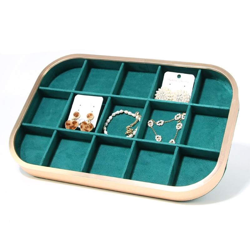 Elegant Velvets Jewelry Storage Tray Pendant Holder Elegant Jewelry Box Stackable Display Showcase Plate for Necklace