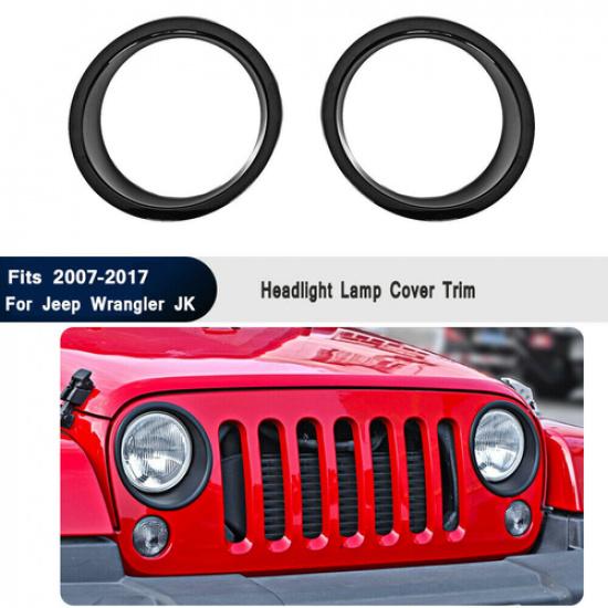 Car Headlight Lamp Cover Trim Bezels For Jeep Wrangler JK Unlimited JKU 2007-17
