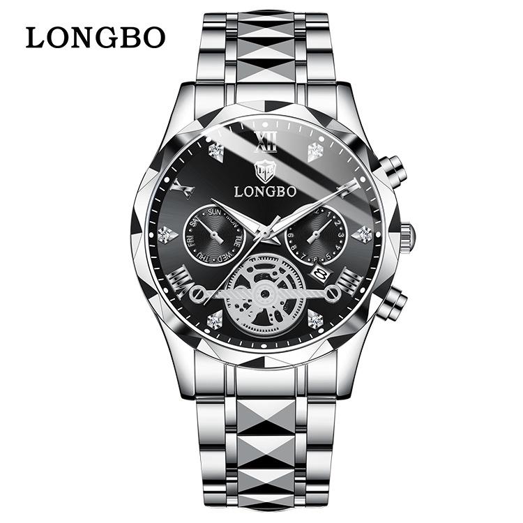 Longbo Men s Quartz Sports Watch with Three Dials  Six-Hand Chronograph