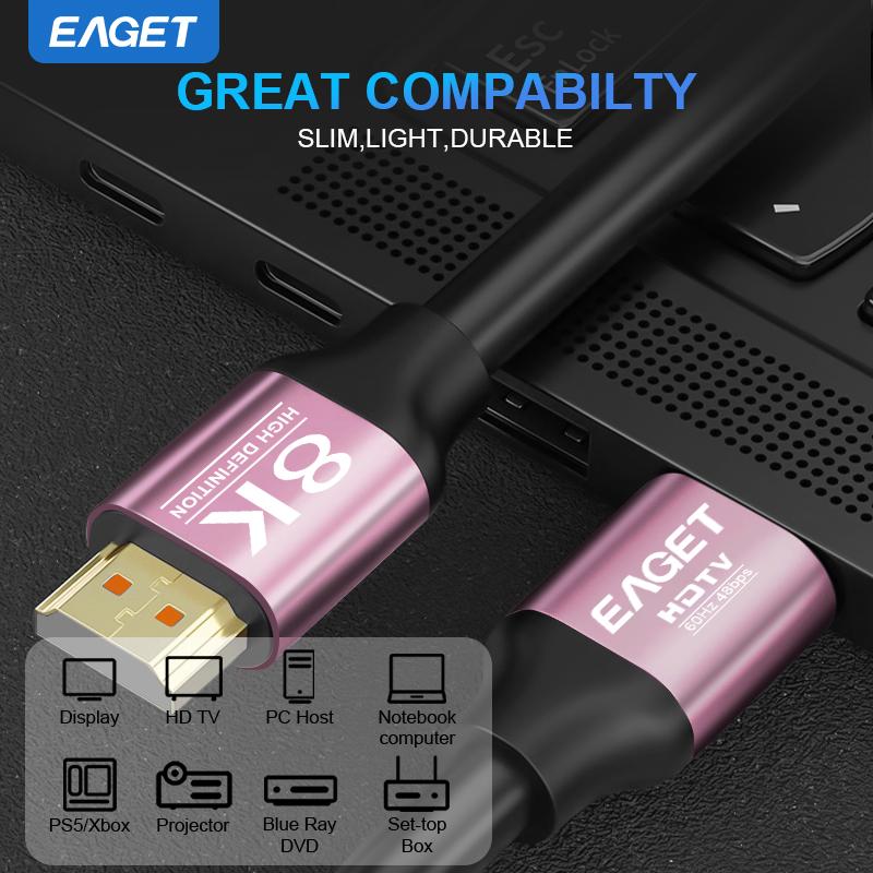 8K HD Cable 2.1 144hz Ultra High Speed Transmission Cable HDR Cable For TV HDTV Blu-ray Projector Monitor/Projector& More