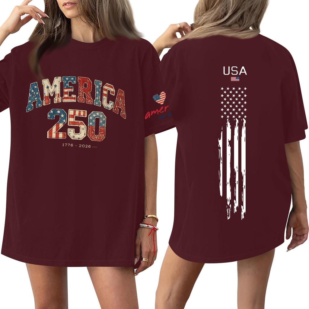 Women's Casual Fashion Round Neck Casual Print Short Sleeve T-Shirt Top
