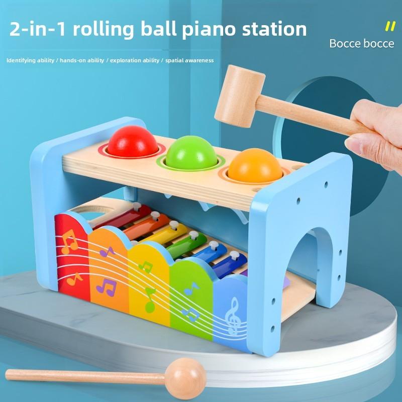 Nonelectric Rolling Wooden Ball Music Toy For Kids Early Learning Entertainment