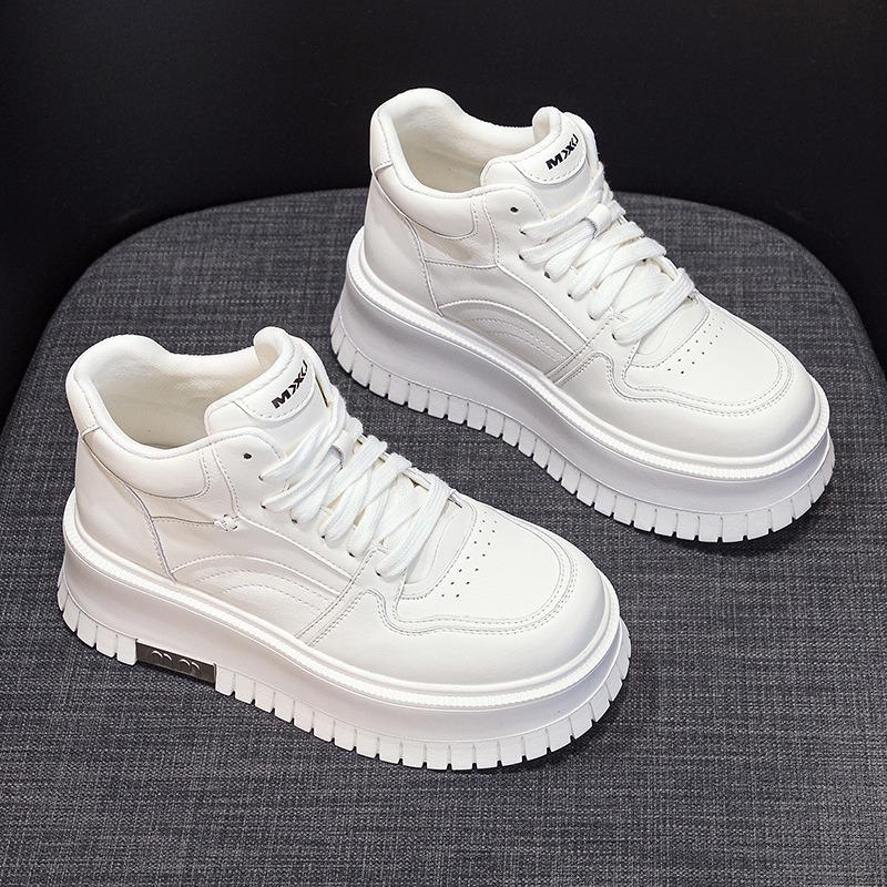 

Туфли на толстой подошве с высоким берцем, белые туфли, женская обувь, повседневная обувь из кожи 39 белый