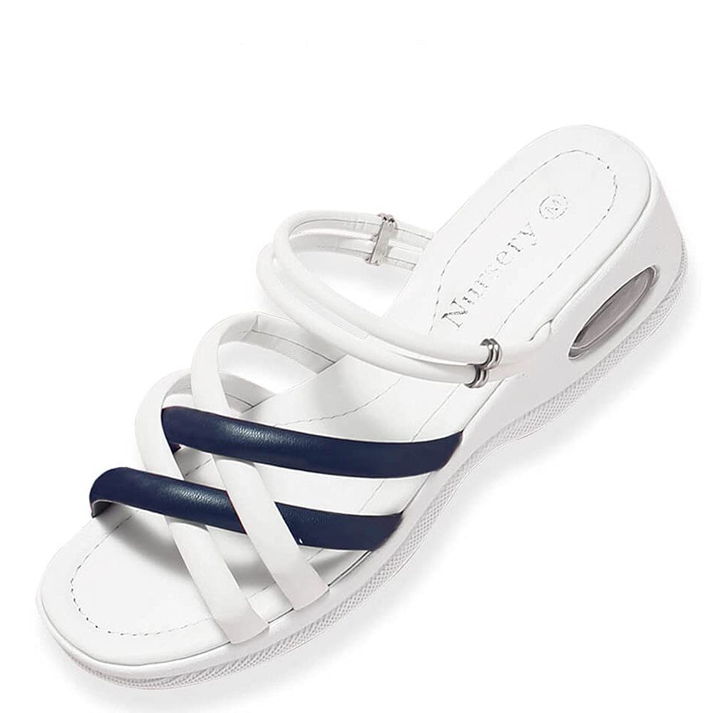 

Nursery Lightweight EVA Air Sandals, Two-Tone Color, for Nursing, Office Work, Women s, Size M, White and Navy (White Base), 199588A