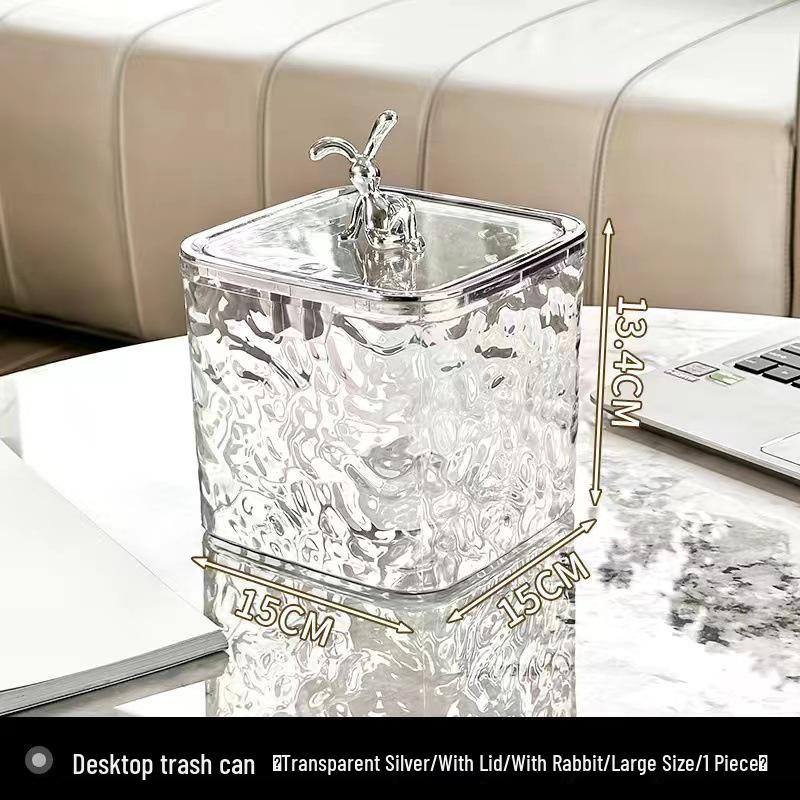 Compact Desktop Trash Bin with Lid, Press-Type Pop-Up Wastebasket for Kitchen, Dining, or Office Use