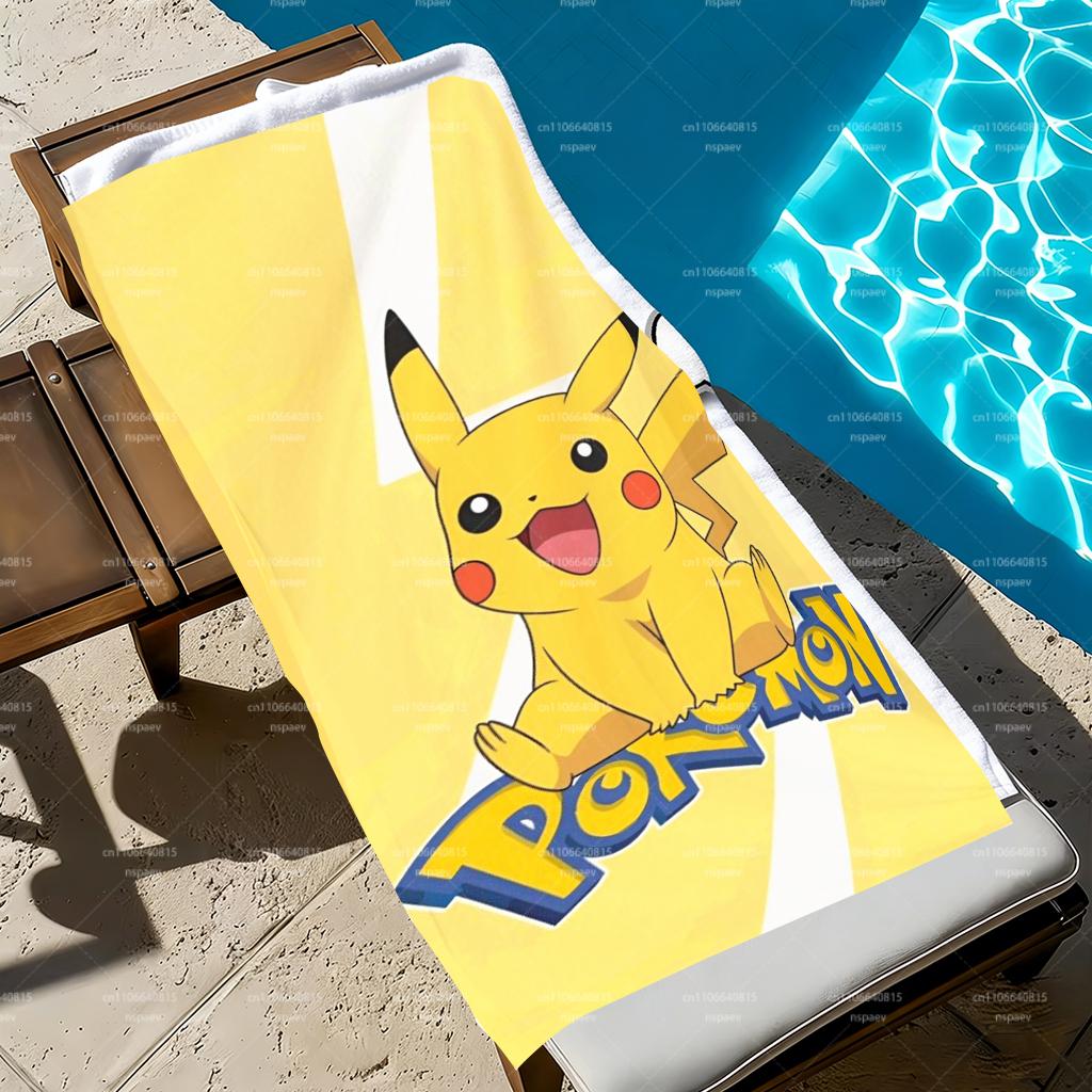 Pokemon Pikachu Beach Towel, Lightning Bolt Design Quick Dry Microfiber Towel for Kids Adults Pool Travel