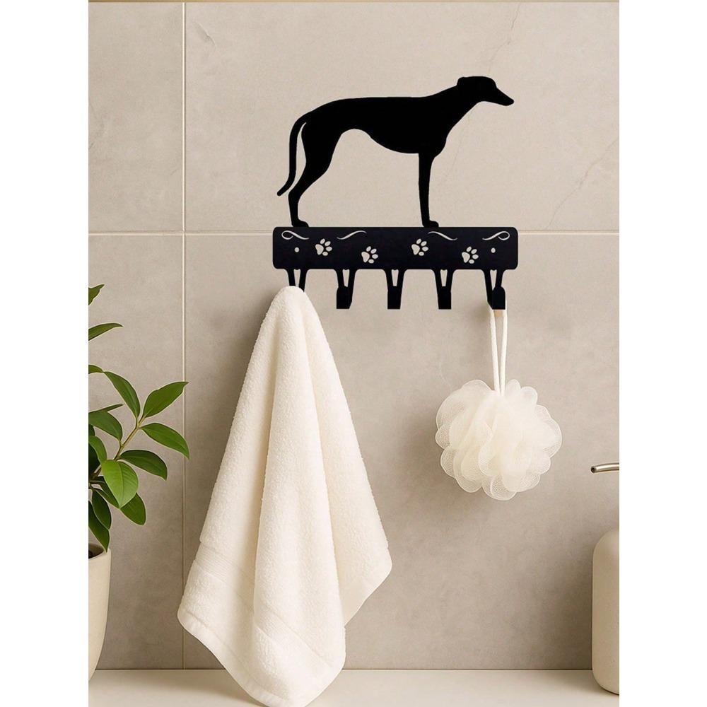 1-Pack Black Metal Dog Design Wall Hook Functional Home Decor for Hallway Entryway Storage Organization Pet Lover Gift