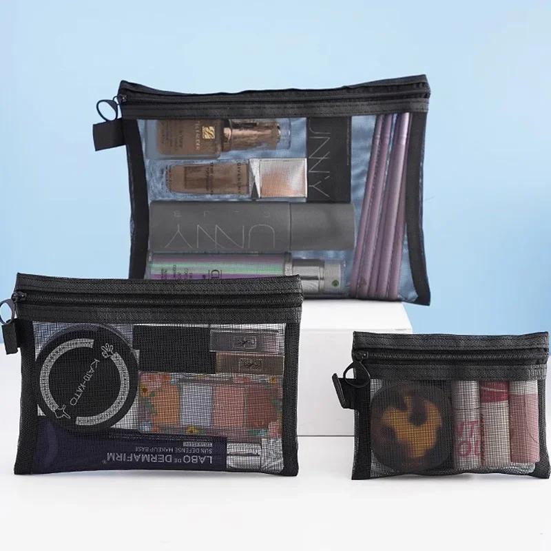13Pcs Mesh Clear Cosmetic Bags Small Large Black Makeup Bag Portable Travel Toiletry Organizer Case Lipstick Storage Pouch