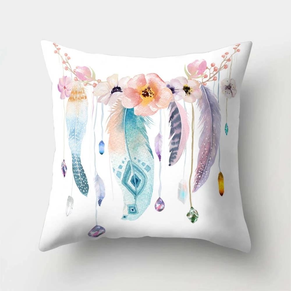 Feather Dream Catcher Pattern Pillow Cushion Cover Car Home Sofa Bed
