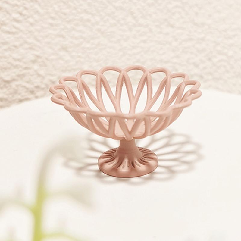 

1:12 кукольных миниатюрных фруктовниц Мини-симуляция Высоконожная фруктовница Модель Гостиная Украшение Микро Сцена Декор Игрушка розовый