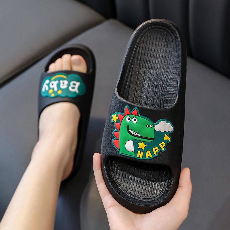 Children's Open-Toe Cartoon Dinosaur Flip-Flops - Non-Slip Summer Sandals for Boys, Girls, and Babies