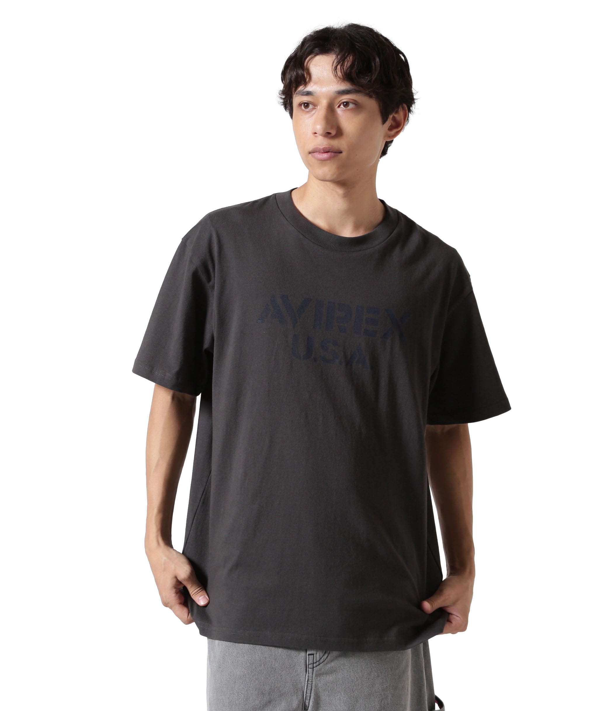 AVIREX STENCIL OFFICIAL LOGO T-SHIRT M charcoal 783-5134081