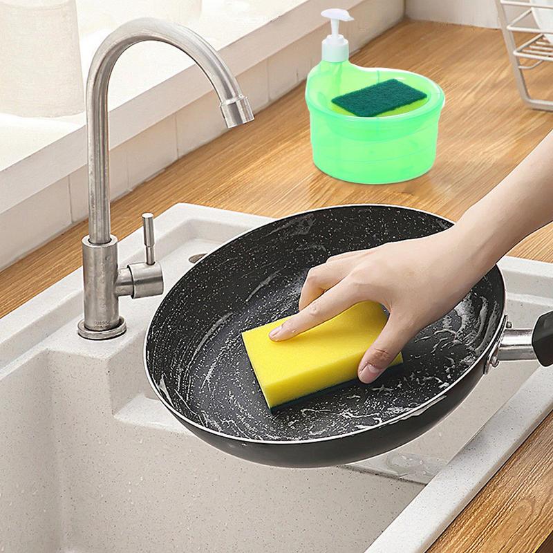 2 In 1 Soap Dispenser Bottle for Detergent Liquid Kitchen Dish Soap Dispenser Kitchen Sponge Dispenser Manual Soap Pump