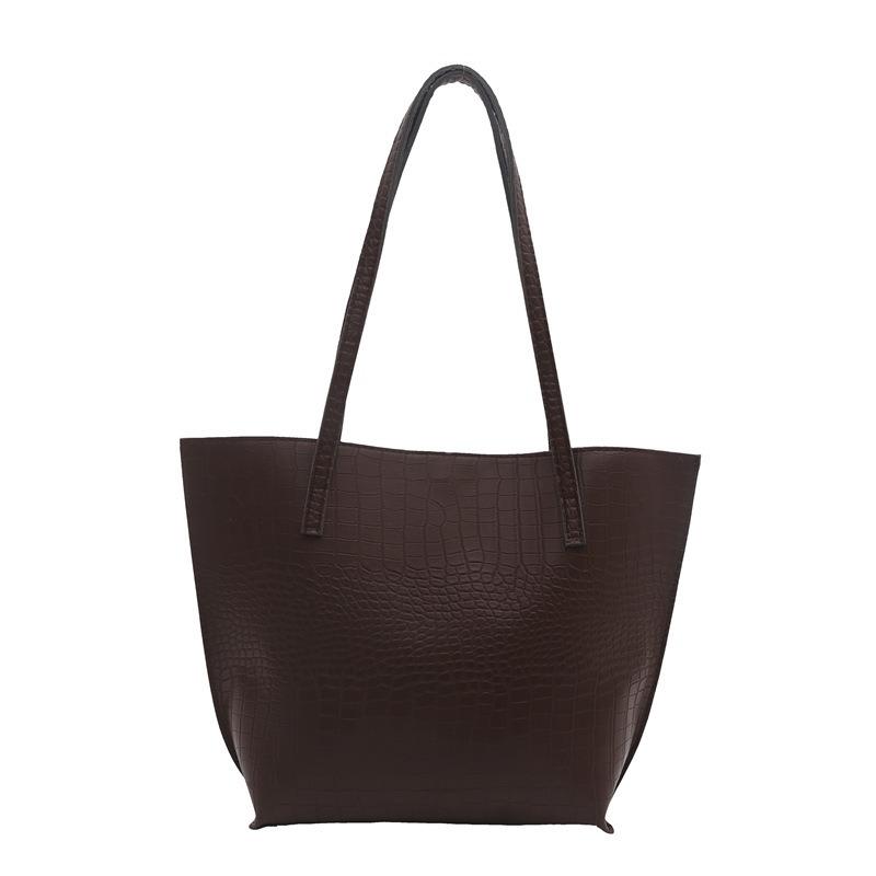 New fashionable versatile shoulder large bag crocodile pattern simple retro large capacity women's portable tote bag