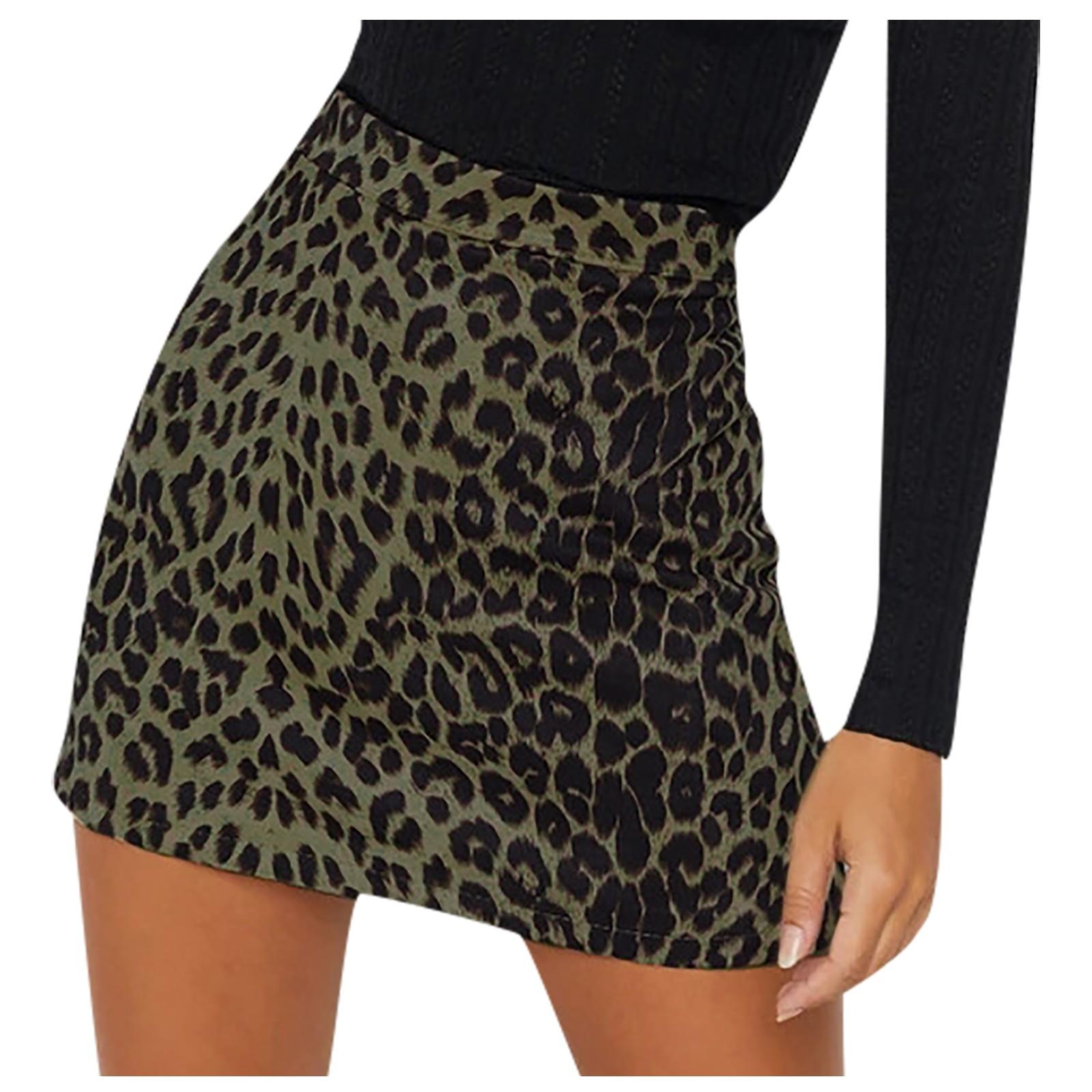 

Юбка-трапеция с замшевым запахом и высокой талией на молнии, облегающая мини-юбка с леопардовым принтом на осень-зиму S зелёный