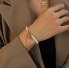 Chinese Round Fu Character Pearl Bracelet, Best Friend Women's 18K Gold Titanium Steel E242