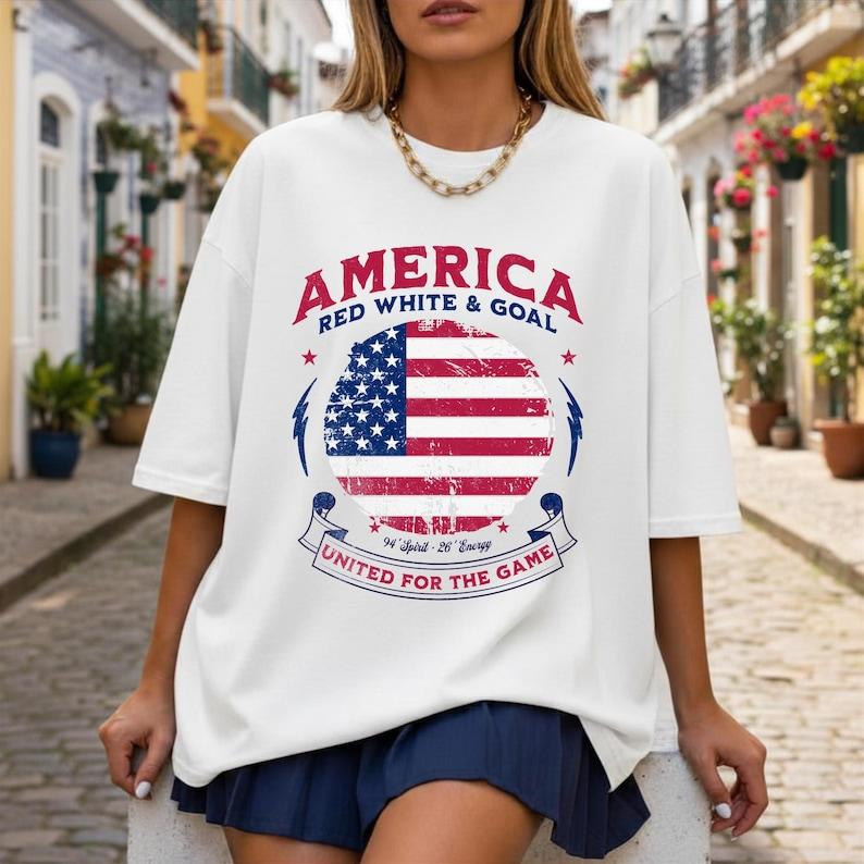 USA Flag T-Shirt, American Flag Shirt, Patriotic Soccer Tee, Game Day Shirt, USA Fan Shirt, Vintage America Tee, Unisex Cotton L