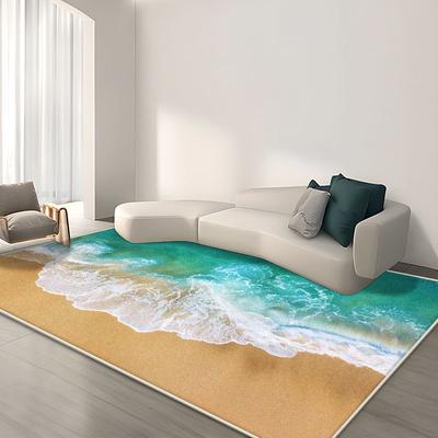 Décoration Moderne Tapis de Salon XXL Motif Côte 3D Chambre à Coucher Chevet Tapis Facile à Nettoyer Salon Tapis Antidérapant Lavable Extérieur
