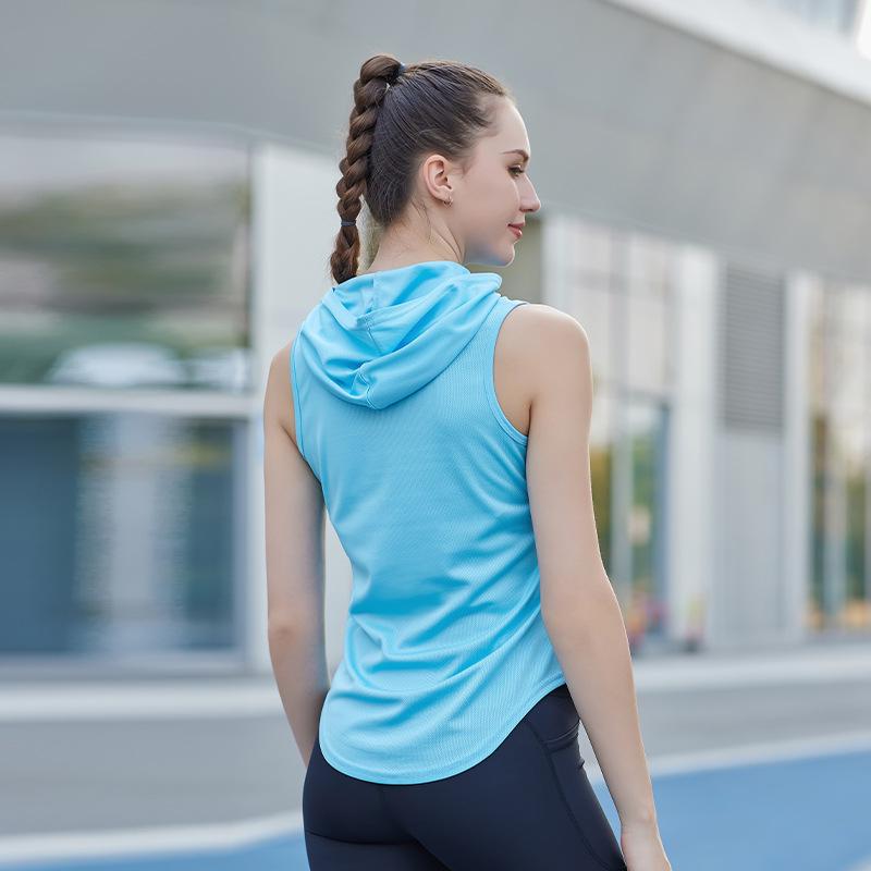 Men's Summer Quick-Dry Hooded Sports Vest - Casual, Breathable, European & American Style for Outdoor Running & Fitness