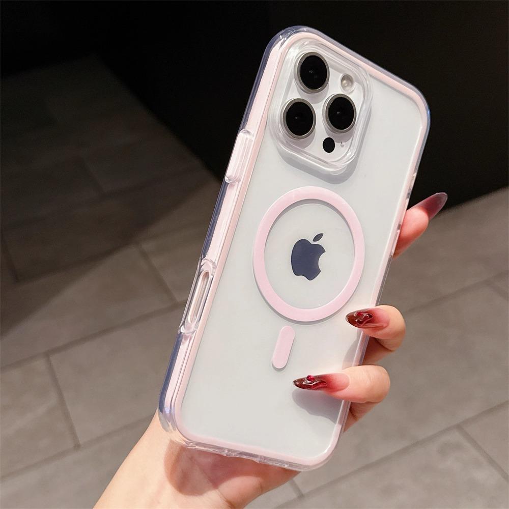 Luxury Transparent Magsafe Phone Case For iPhone 16 15 14 13 12 11 Pro Max Plus Clear Magnetic Bumper Back Cases Cover