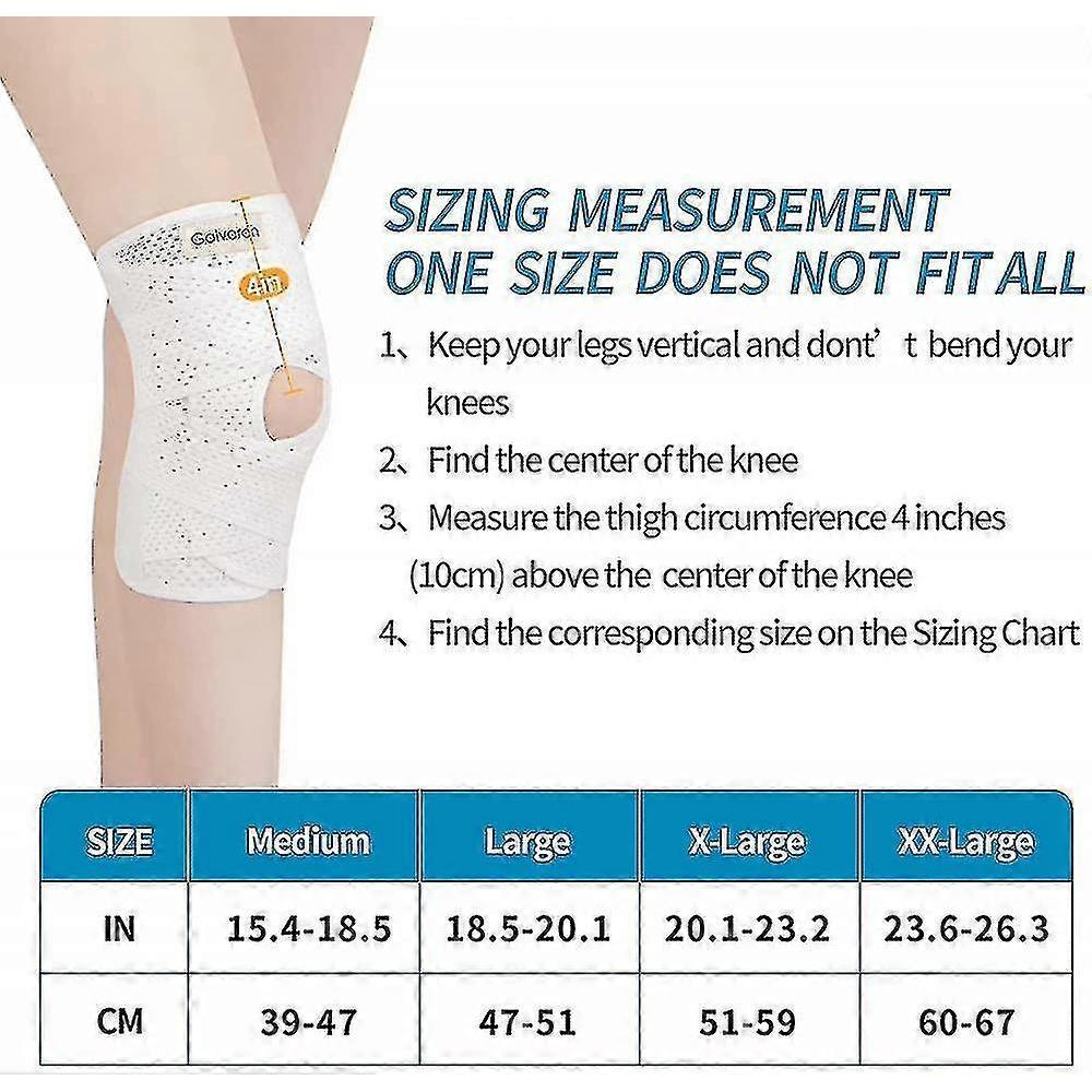 Galvaran Knee Brace With Side Stabilizers For Meniscal Tear Knee Pain Acl Mcl Arthritis Injuries Recovery, Breathable Adjustable Knee Support-white - 