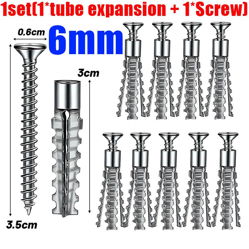 

100/10Set Expansion Pipe for Hollow Walls Tile Drywall Anchors with Screw Self Tapping Screw Drilling Plug Expansion Bolt Tools 10Sets