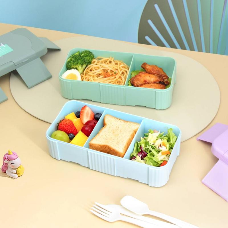 Multi-Grid Kids Bento Box, leakproof & microwave safe. Portable food container with tableware for school, outdoor and daily meal