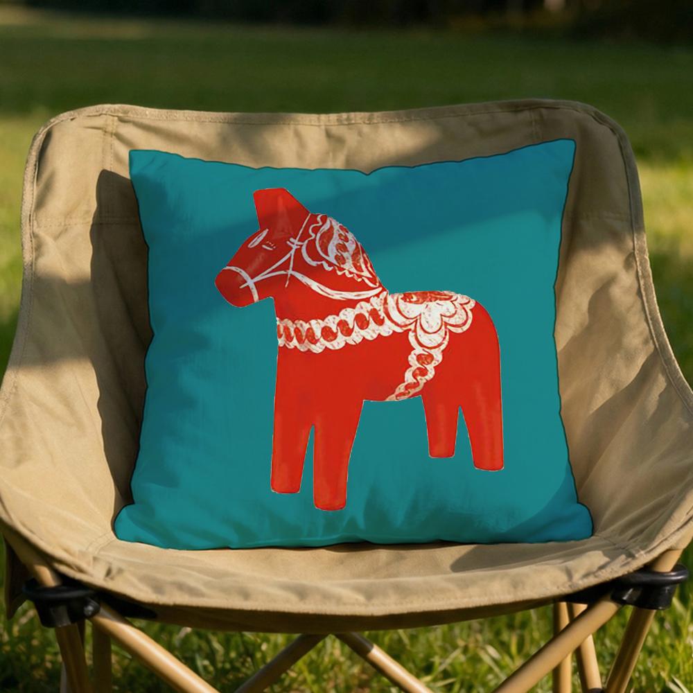 Dala Horse Print Cushion Cover Soft Reversible  Durable Pillow Cover  MultiScene Use for Home  Car Daily Comfort