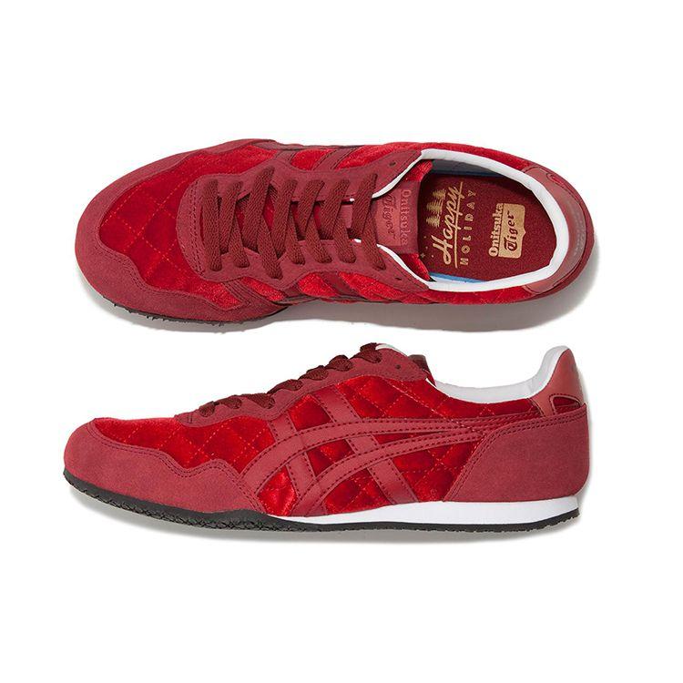 ONITSUKA TIGER Serrano Stoff Trendige Rutschfeste Strapazierfähige Leichte Niedrig geschnittene Lifestyle Freizeitschuhe Unisex Sneaker Rot 1183B390-600