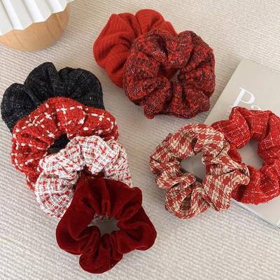 Red Hair Scrunchies for Women Girls Hair Rope Ties Elastic Headbands Christmas Hair Accessories Ponytail Holder Rubber Bands 1pc