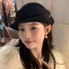 Autumn and Winter Rich Family Daughter Exquisite Top Hat Crimped Temperament Versatile Elegant Hepburn Woolen Felt Hat Wool Bucket Hat