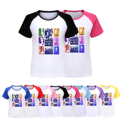 5321 Girls Fashion KATSEYE Print Raglan Short Sleeve T-Shirt