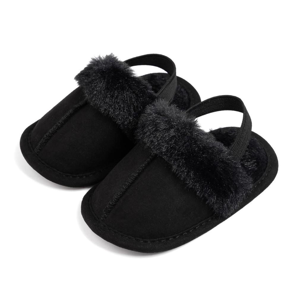 Infant Baby Shoes With Plush Lining For Autumn And Winter Comfort 12cm чёрный