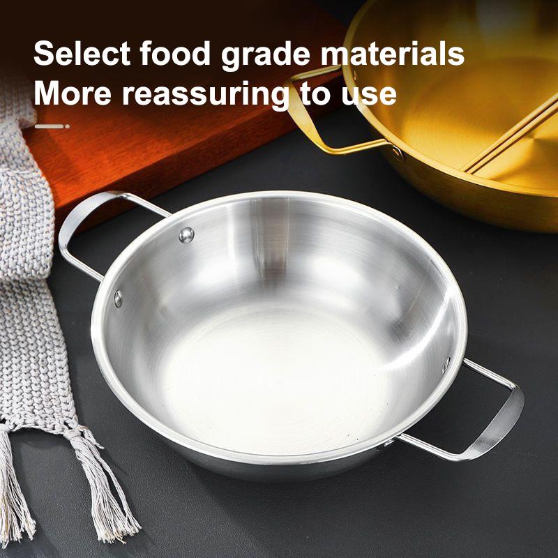 Stainless Steel Dry Pot Instant Noodle Lamian Noodles Pot Seafood Golden Noodle Pot Small Soup Pot Instant Noodles Two Ear Pot