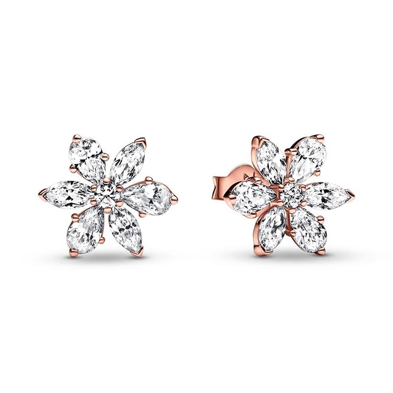 Authentic 925 Sterling Silver Circle & Infinity Stud Earrings Square Sparkle Stud Earrings For Women Europe Gift Diy Jewelry