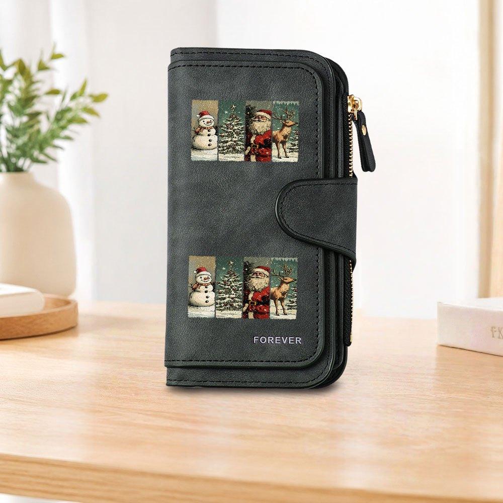1pc Christmas Long Zipper Wallet, Large-capacity Card Holder, Unisex Clutch Bag, Stylish Zippered Coin Purse, Suitable for Daily Use, a Great Gift