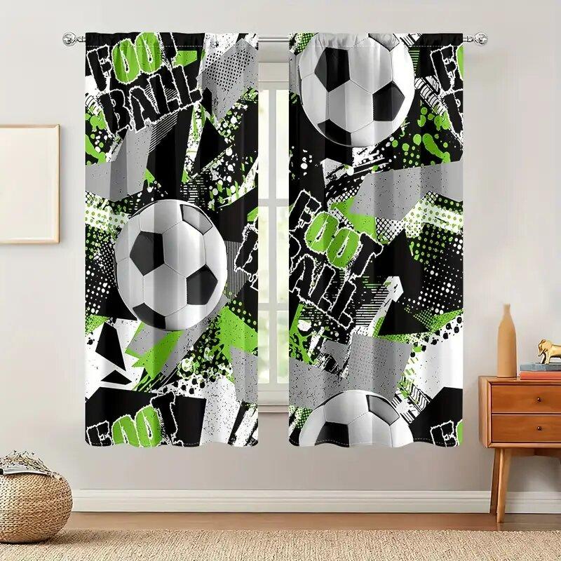 Modern Football Graffiti Trend Art Pattern Printed Curtains   Window Decoration   Home Decoration   Room Decoration